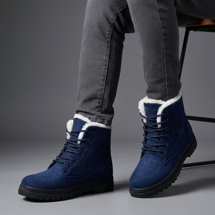 Women's Fur-Lined Suede Lace-Up Ankle Boots