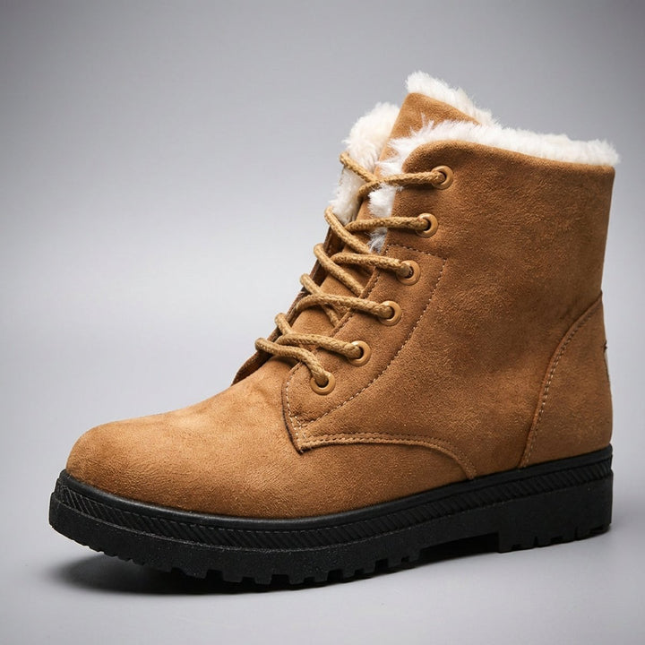 Women's Fur-Lined Suede Lace-Up Ankle Boots