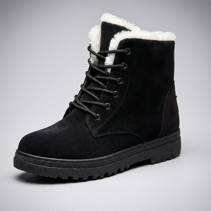 Women's Fur-Lined Suede Lace-Up Ankle Boots