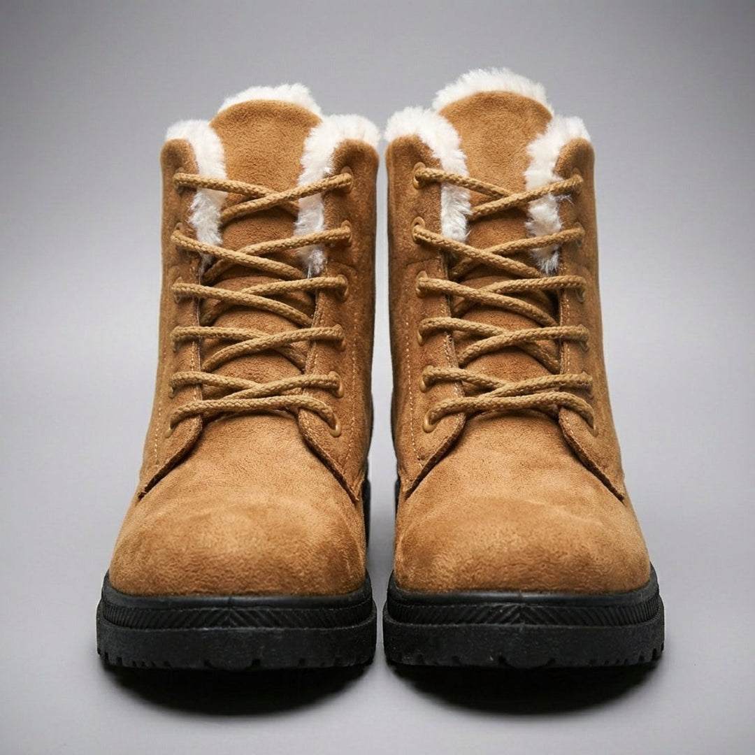 Women's Fur-Lined Suede Lace-Up Ankle Boots