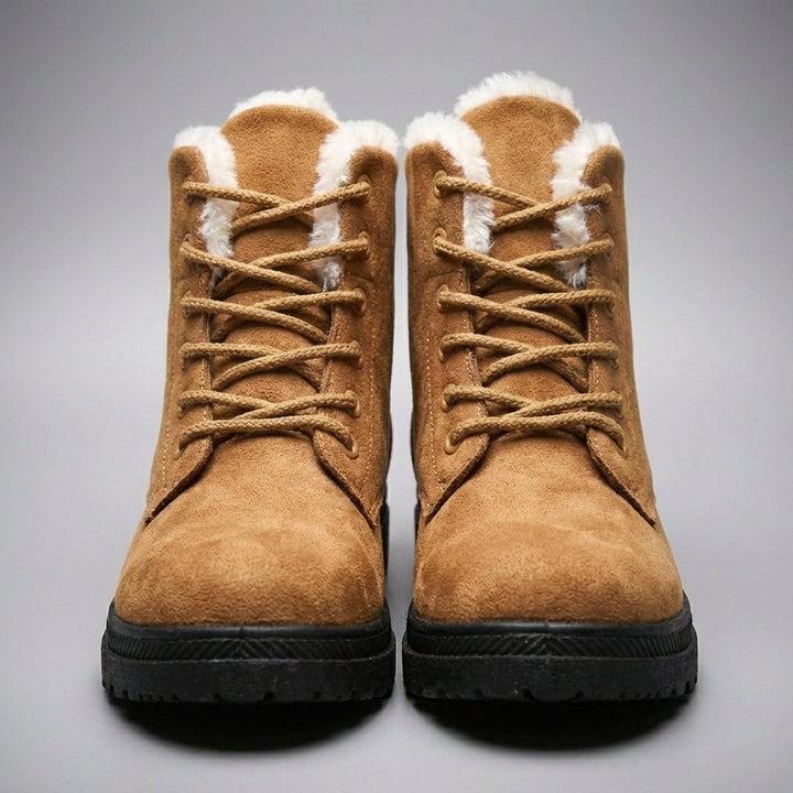 Women's Fur-Lined Suede Lace-Up Ankle Boots