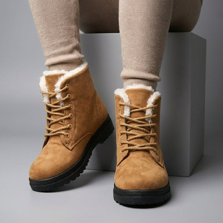 Women's Fur-Lined Suede Lace-Up Ankle Boots