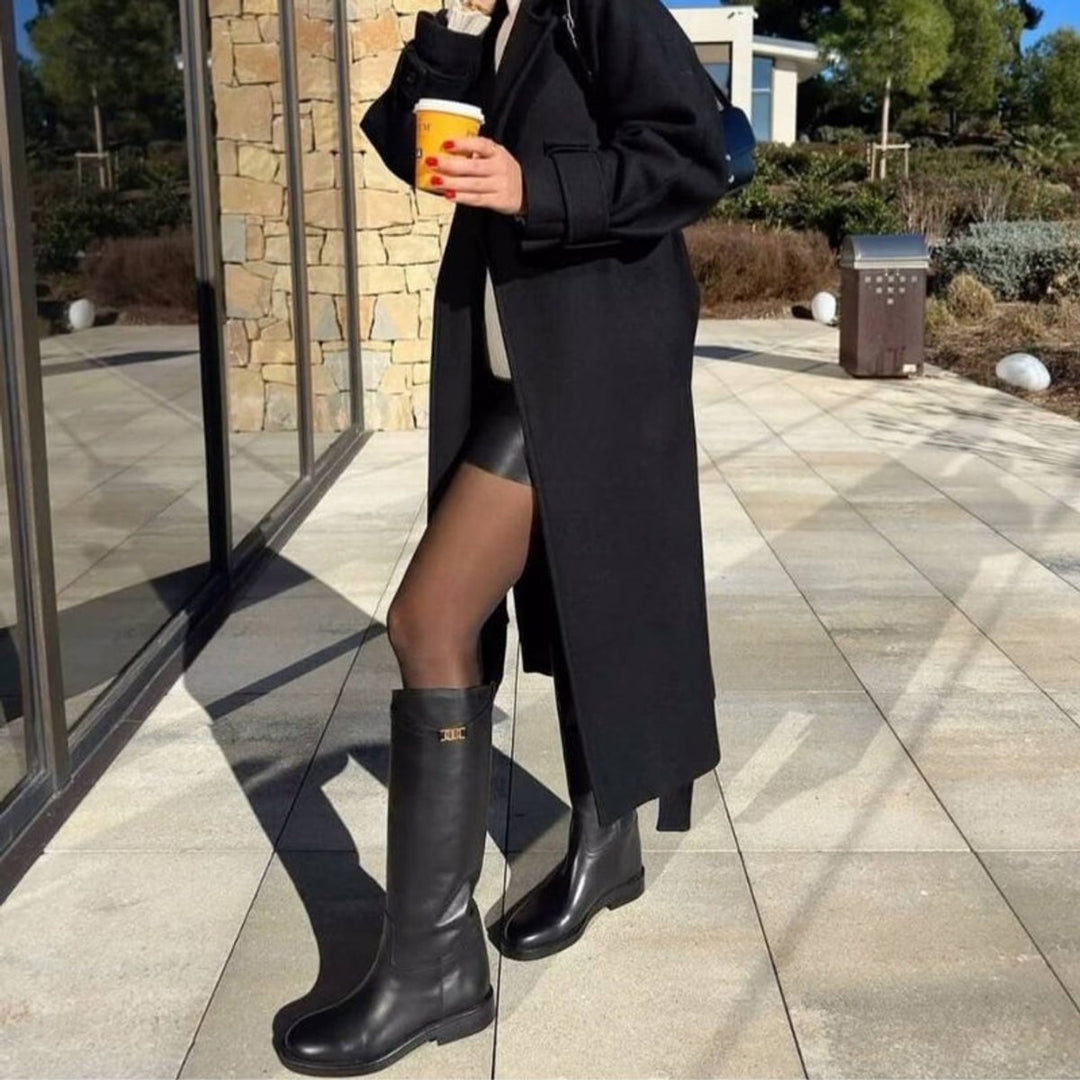 Women's Genuine Leather Knee-High Boots Round Toe Non-Slip