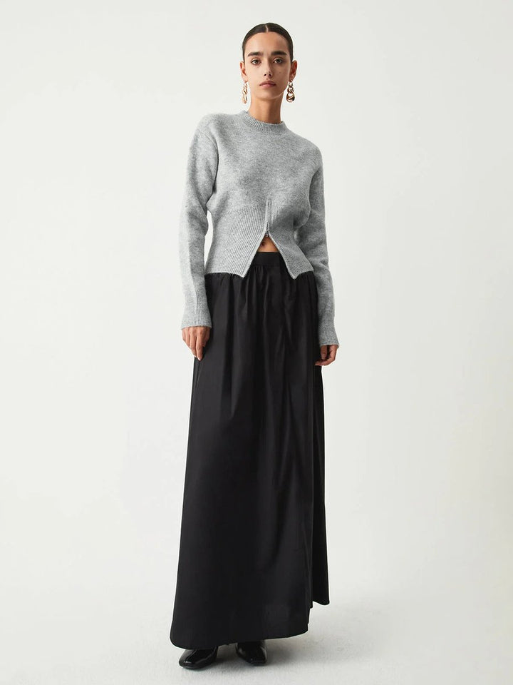 Women's Grey Half-Zip Knitted Jumper Long Sleeve