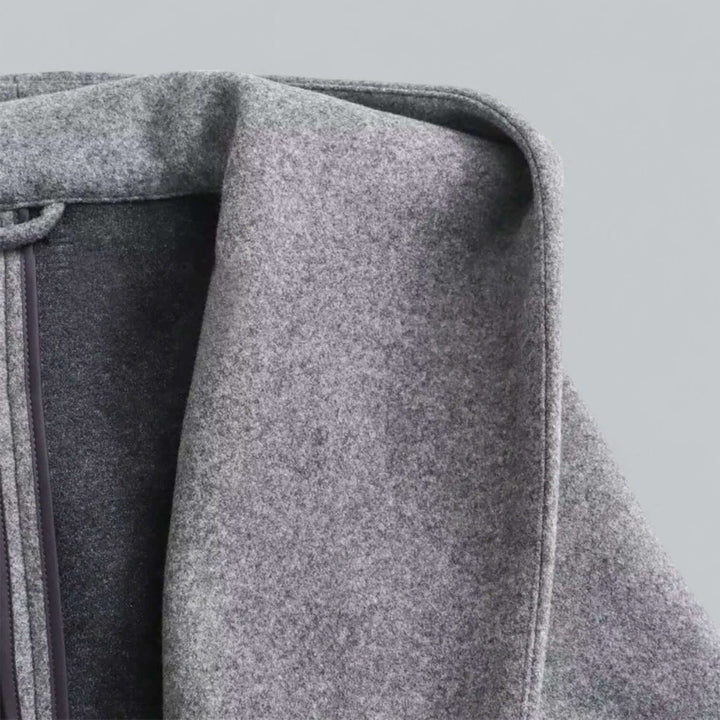 Women's Hooded Belted Long Wool Coat Trench Coat