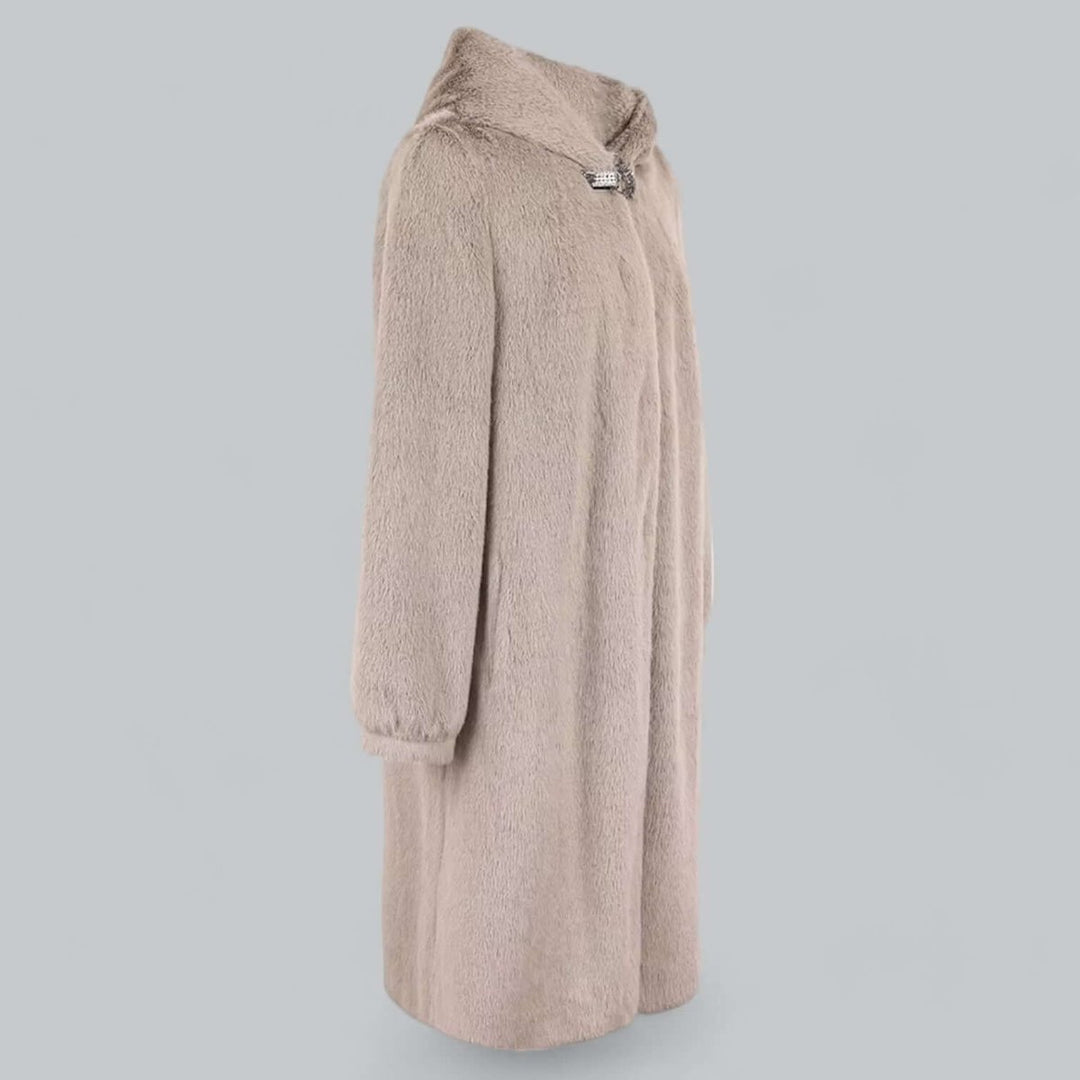 Women's Hooded Faux Fur Long Winter Coat Warm Ladies Jacket
