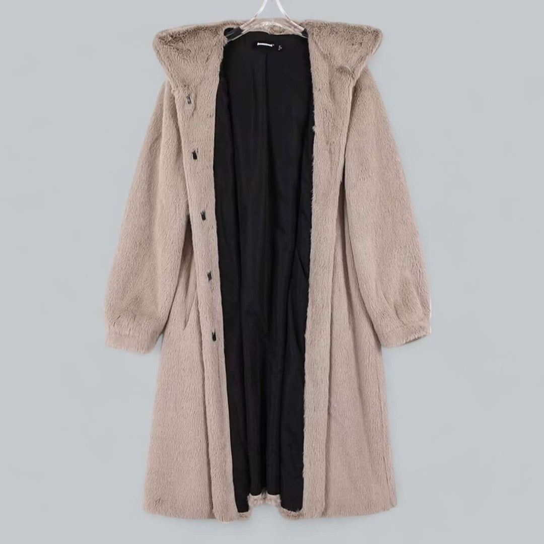 Women's Hooded Faux Fur Long Winter Coat Warm Ladies Jacket