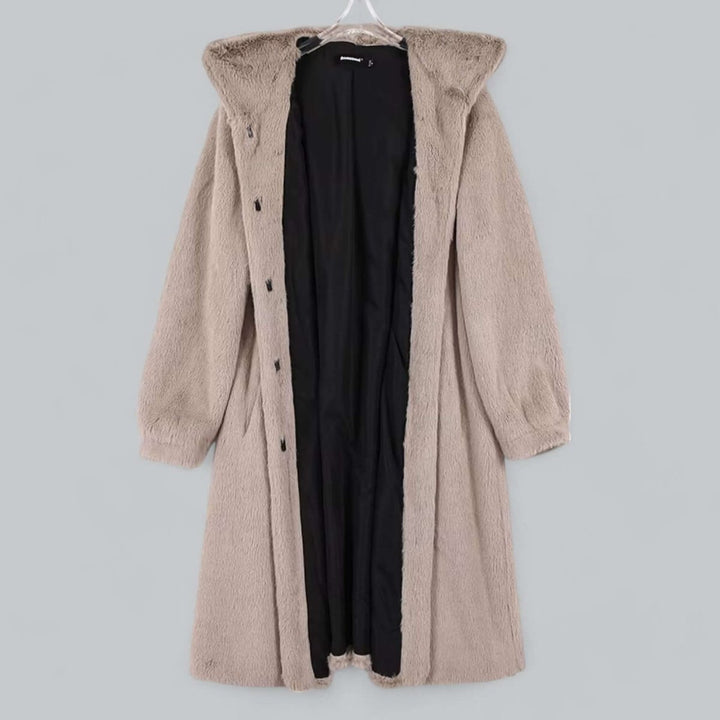 Women's Hooded Faux Fur Long Winter Coat Warm Ladies Jacket