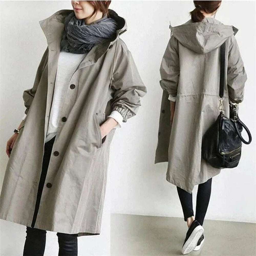 Women's Hooded Longline Waterproof Trench Coat Oversized Fit