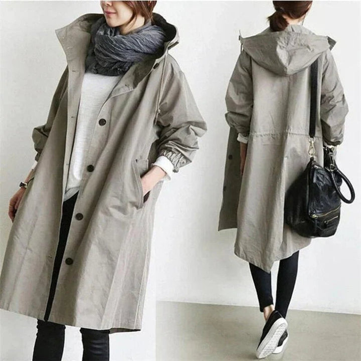 Women's Hooded Longline Waterproof Trench Coat Oversized Fit