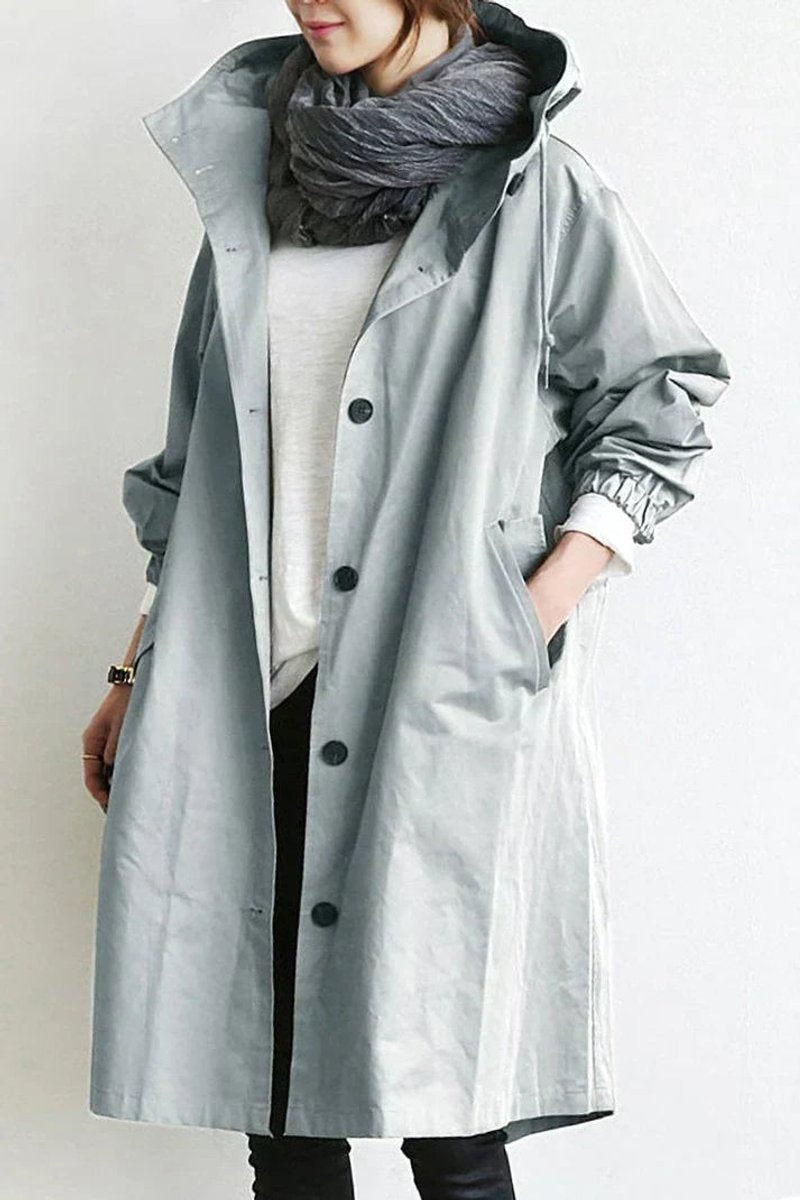 Women's Hooded Longline Waterproof Trench Coat Oversized Fit