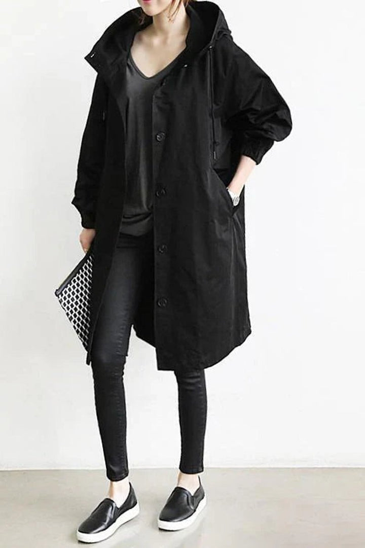 Women's Hooded Longline Waterproof Trench Coat Oversized Fit