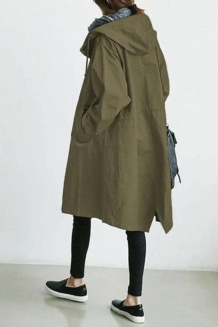 Women's Hooded Longline Waterproof Trench Coat Oversized Fit