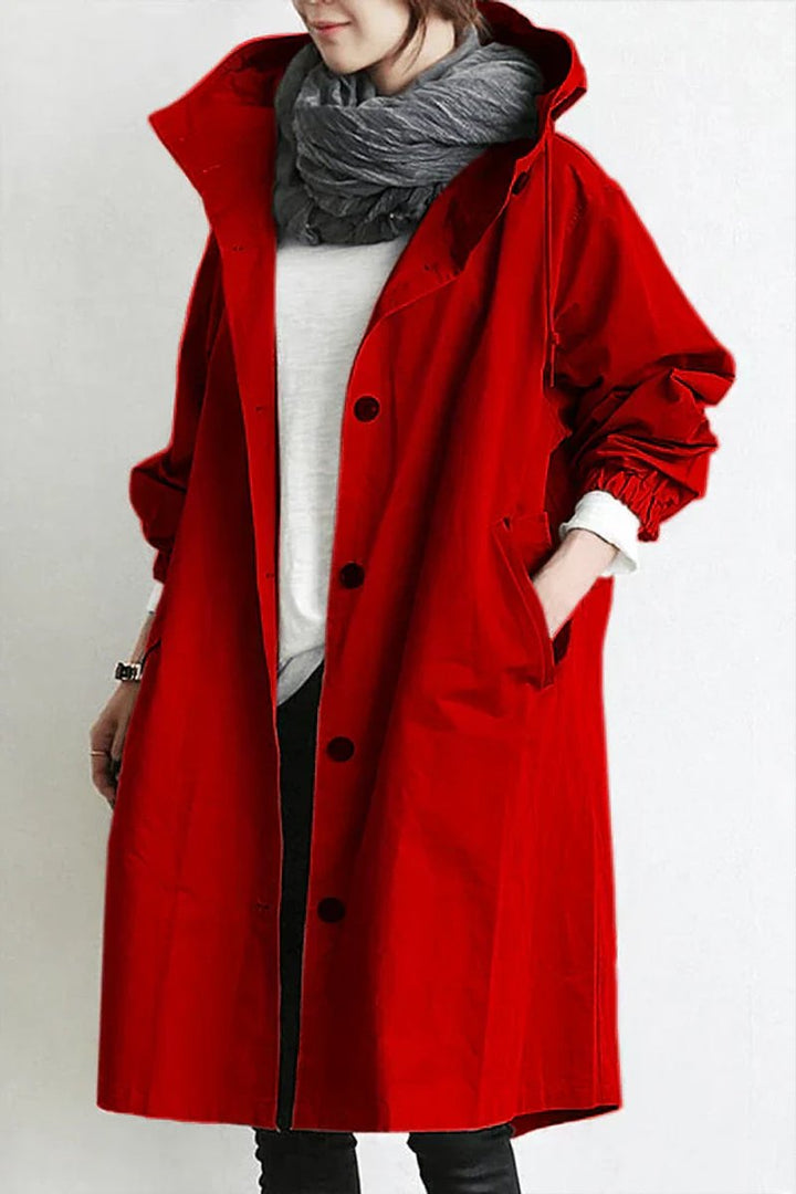 Women's Hooded Longline Waterproof Trench Coat Oversized Fit