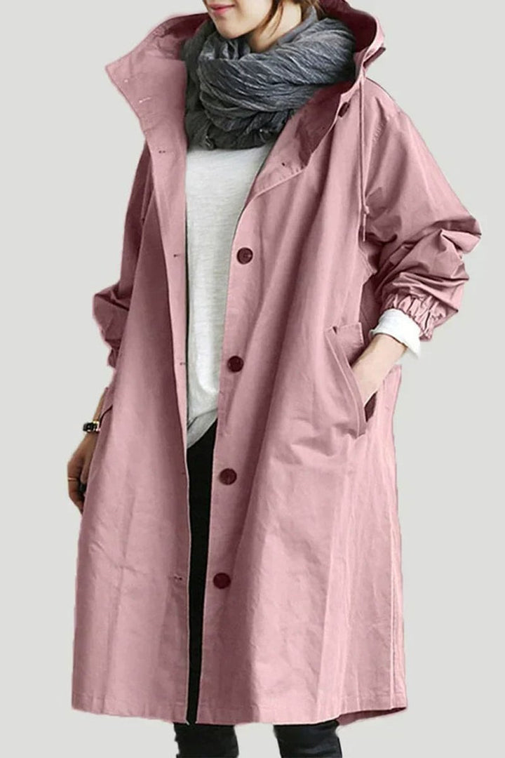 Women's Hooded Longline Waterproof Trench Coat Oversized Fit