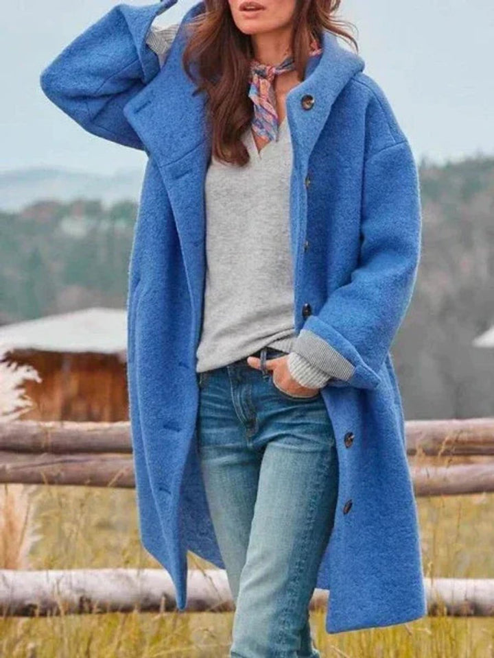 Women's Hooded Longline Wool-Touch Button-Front Winter Coat