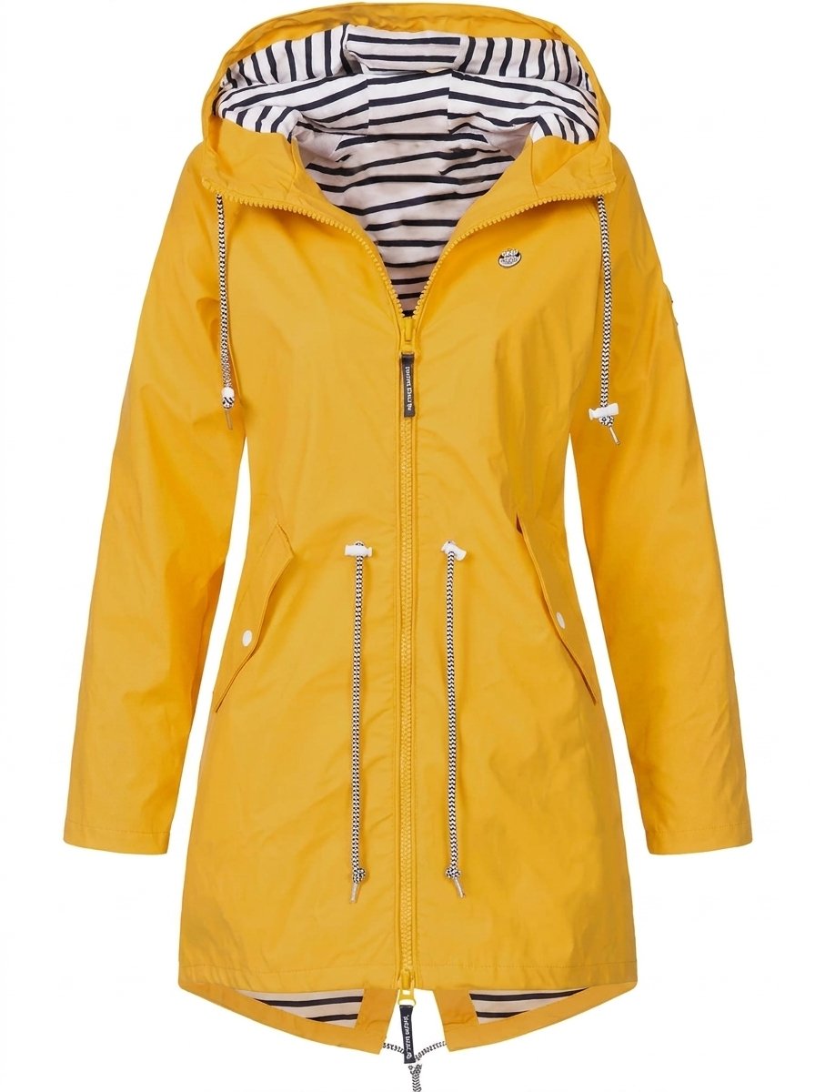 Women's Hooded Waterproof Drawstring Trench Coat Rain Mac