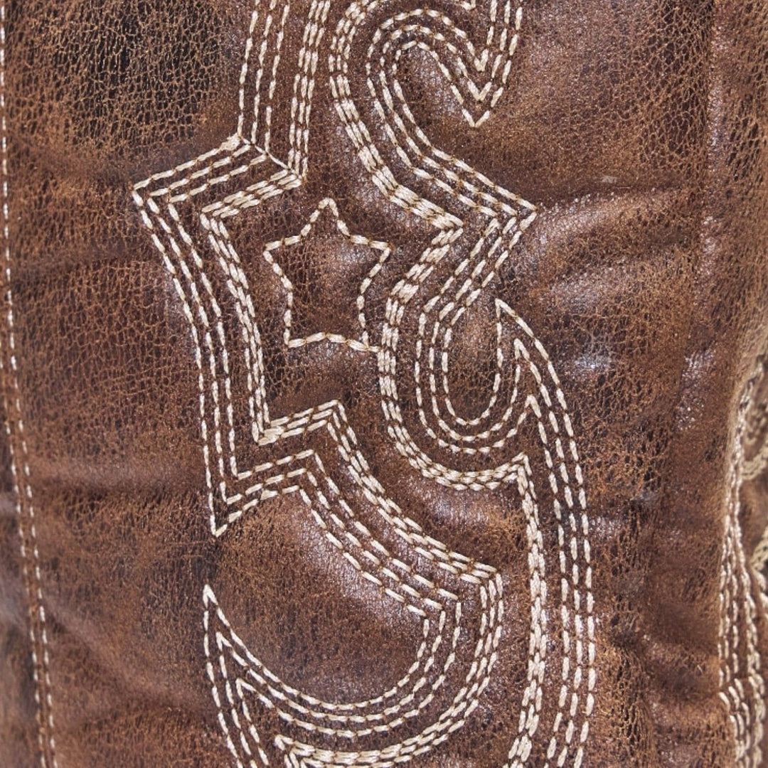 Women's Knee-High Leather Western Cowboy Heeled Boots Pointed Toe