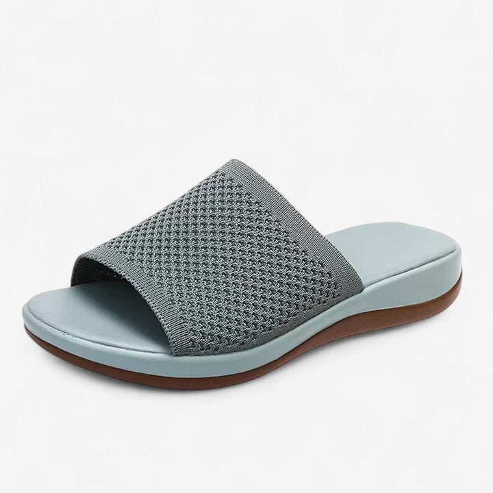 Women's Knit Open-Toe Slip-On Flat Mule Slippers