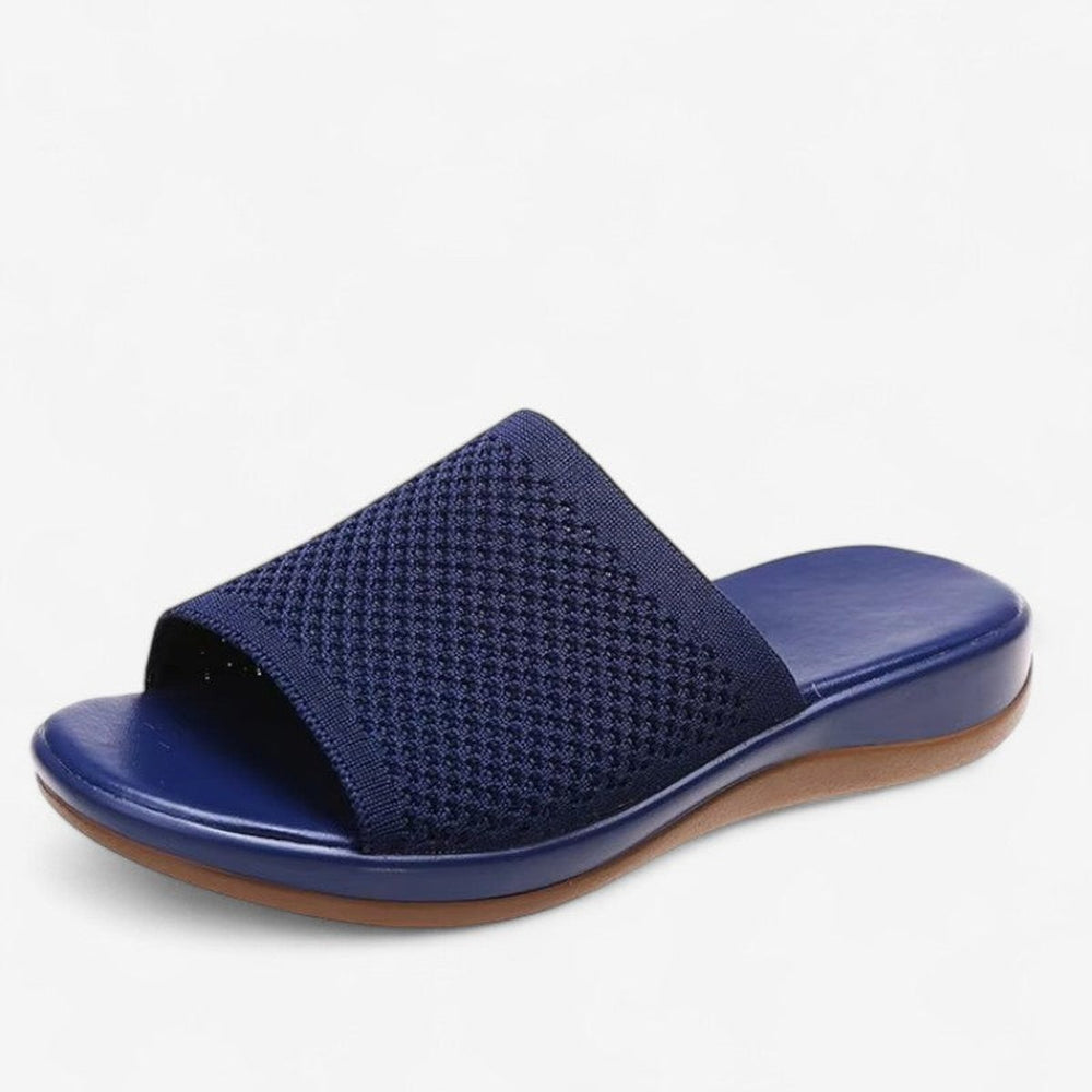 Women's Knit Open-Toe Slip-On Flat Mule Slippers