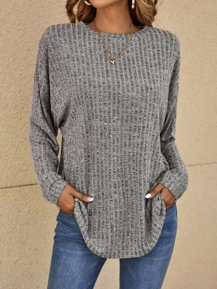 Women's Knitted Long-Sleeve Relaxed Casual Pullover Top