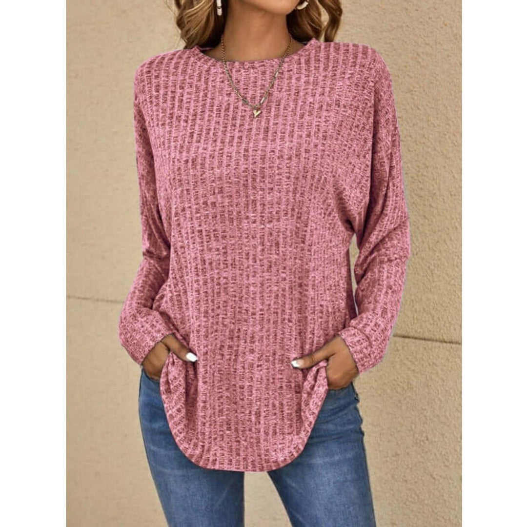 Women's Knitted Long-Sleeve Relaxed Casual Pullover Top