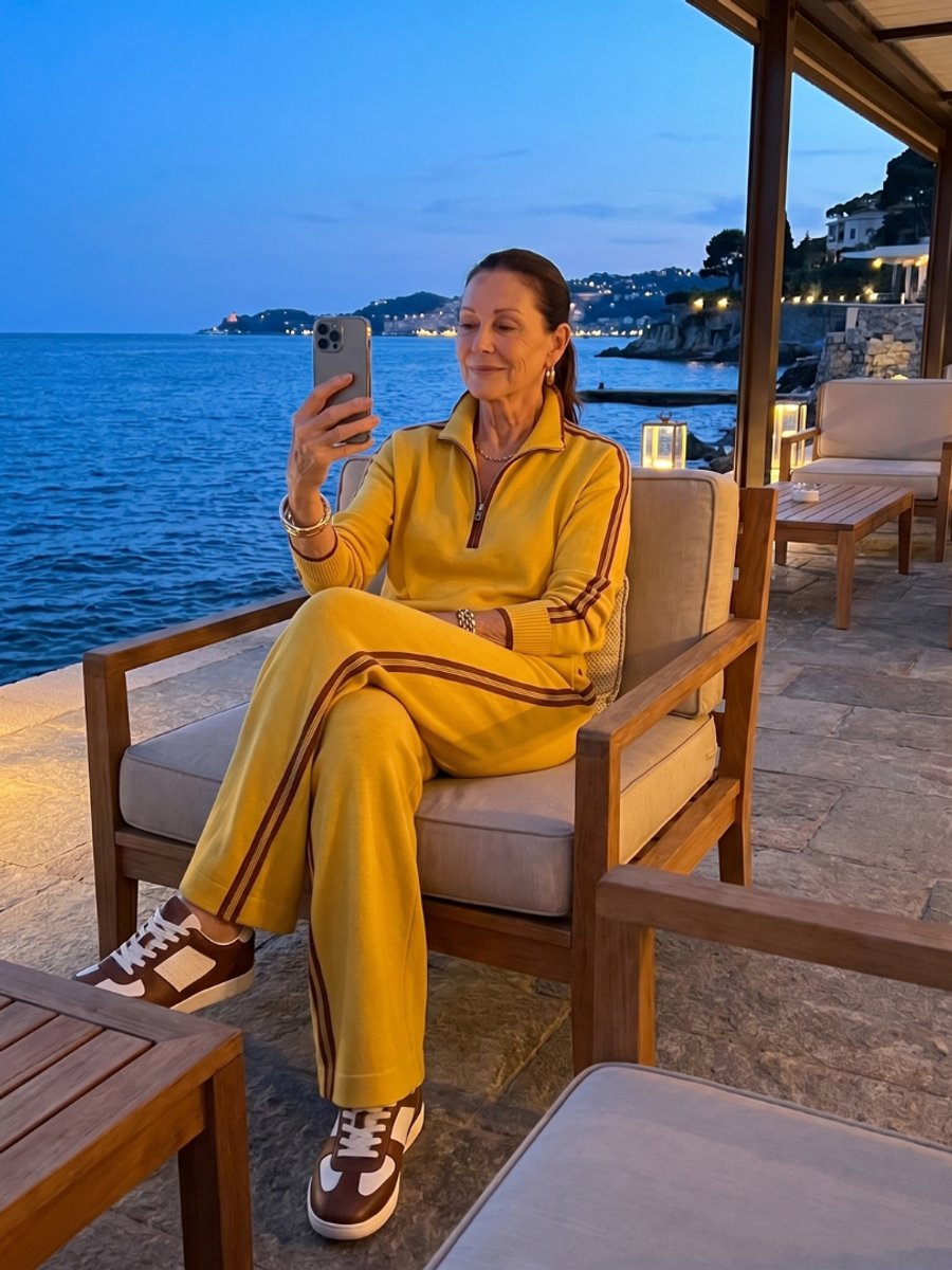 Women's Knitted Quarter-Zip Wide-Leg Stripe Loungewear Set