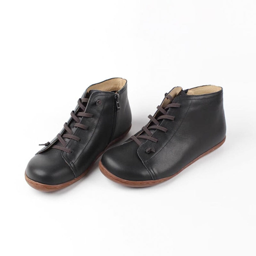 Women's Lace-Up Suede Leather Ankle Boots Side-Zip