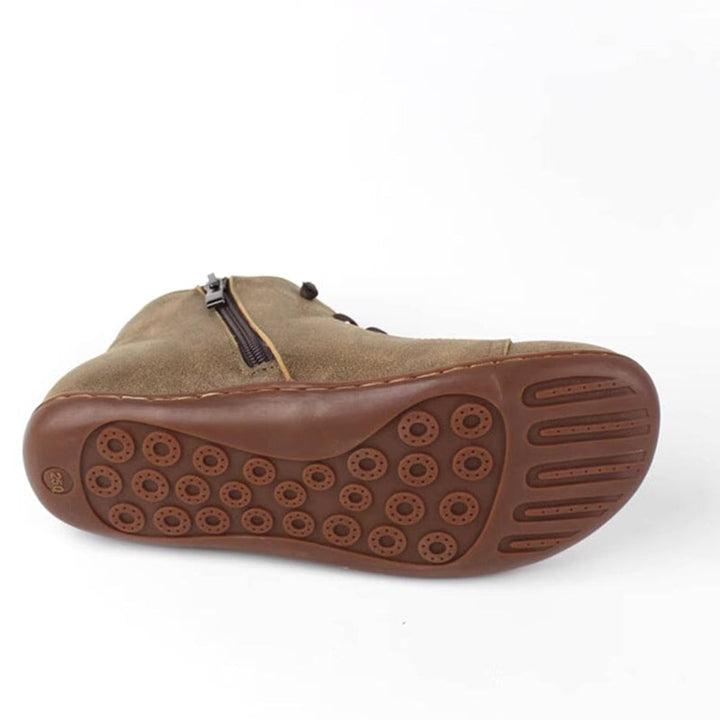 Women's Lace-Up Suede Leather Ankle Boots Side-Zip