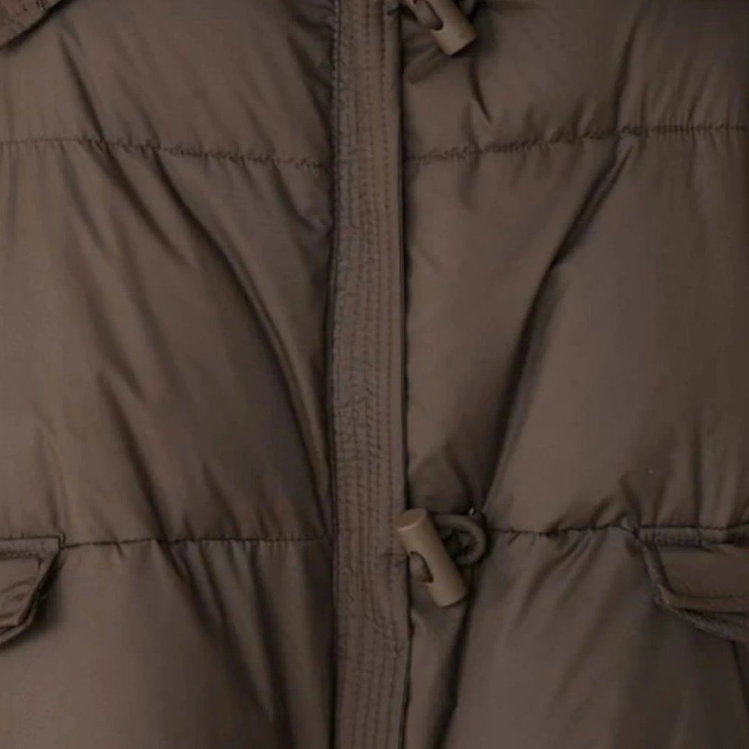 Women's Ladies Puffer Jacket Faux Fur Collar Ribbed Sleeve Coat