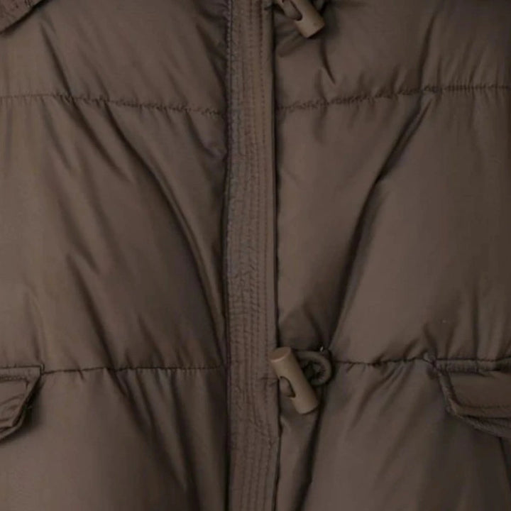 Women's Ladies Puffer Jacket Faux Fur Collar Ribbed Sleeve Coat