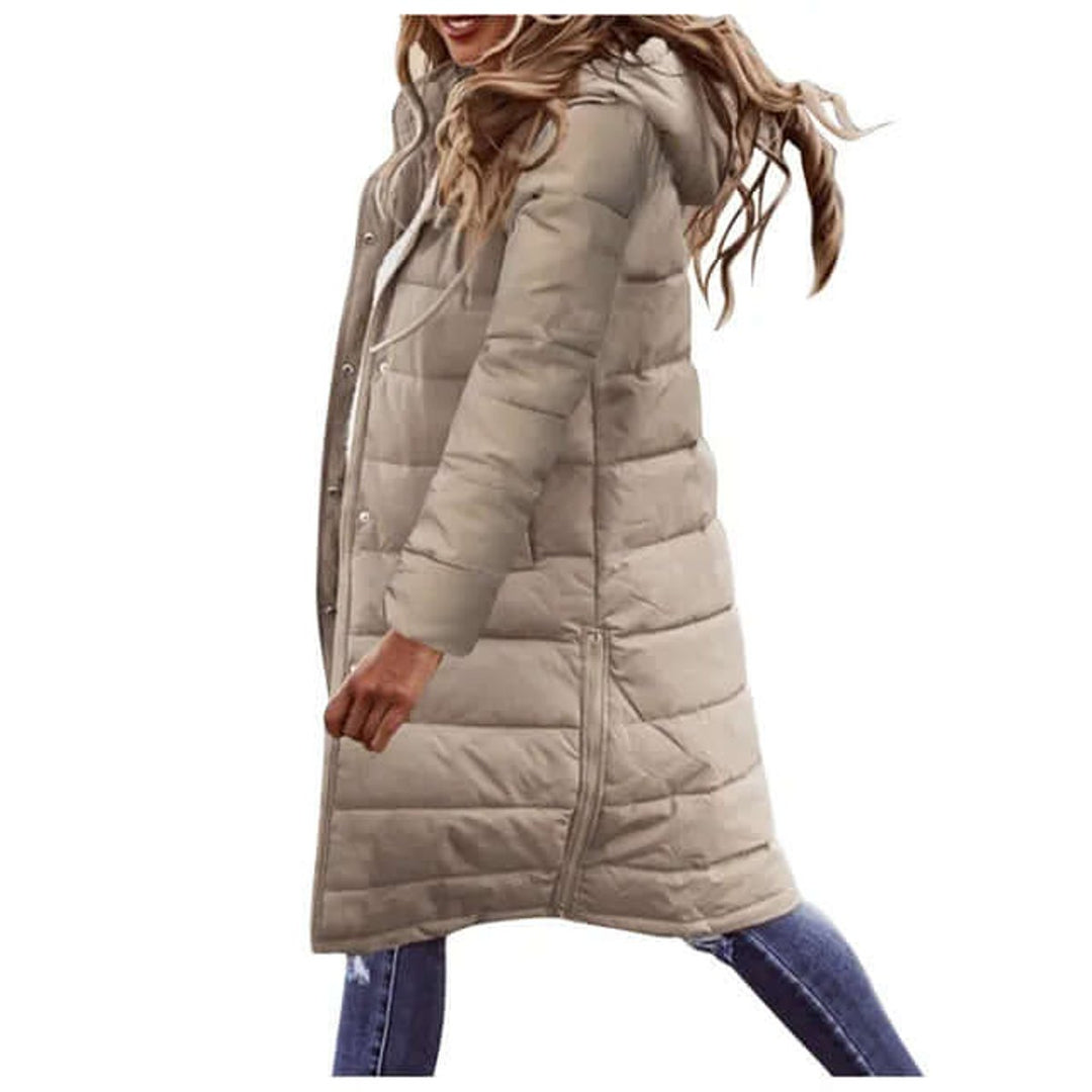 Women's Ladies Puffer Jacket Long Quilted Hooded Winter Coat