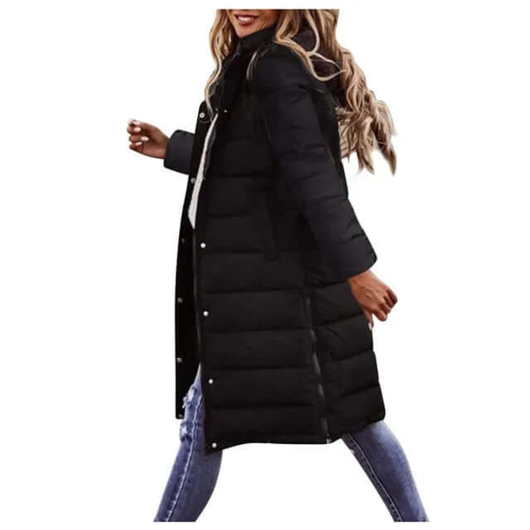 Women's Ladies Puffer Jacket Long Quilted Hooded Winter Coat