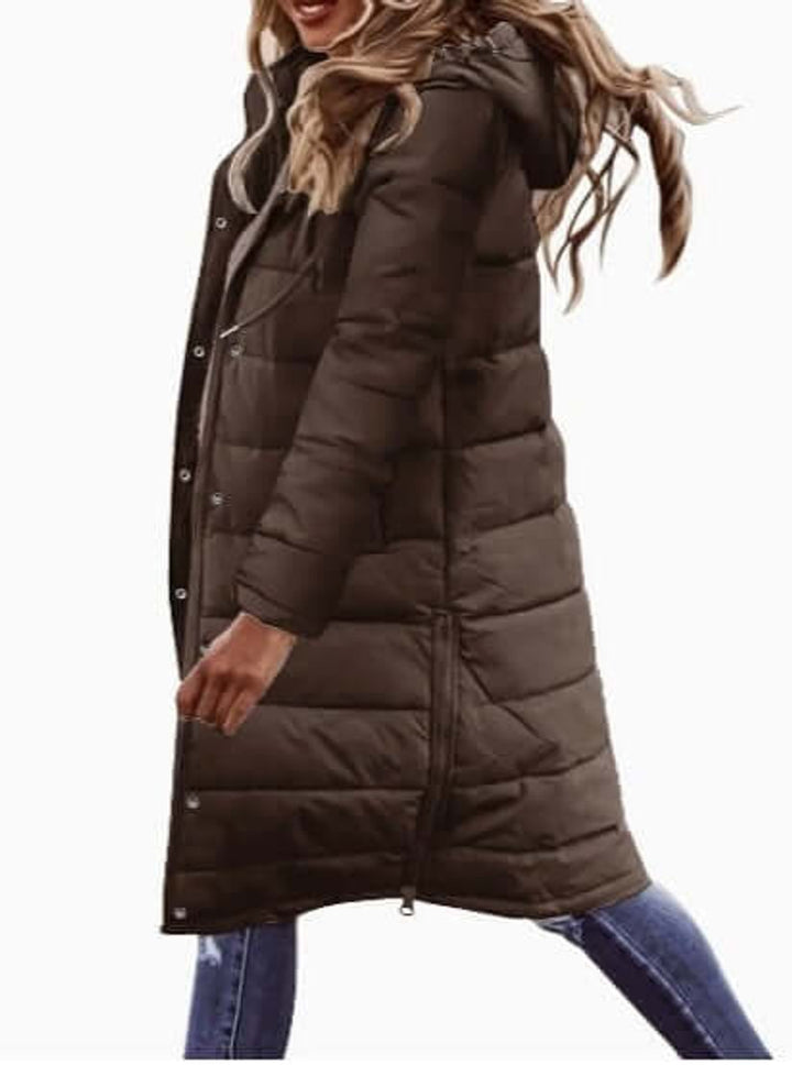 Women's Ladies Puffer Jacket Long Quilted Hooded Winter Coat