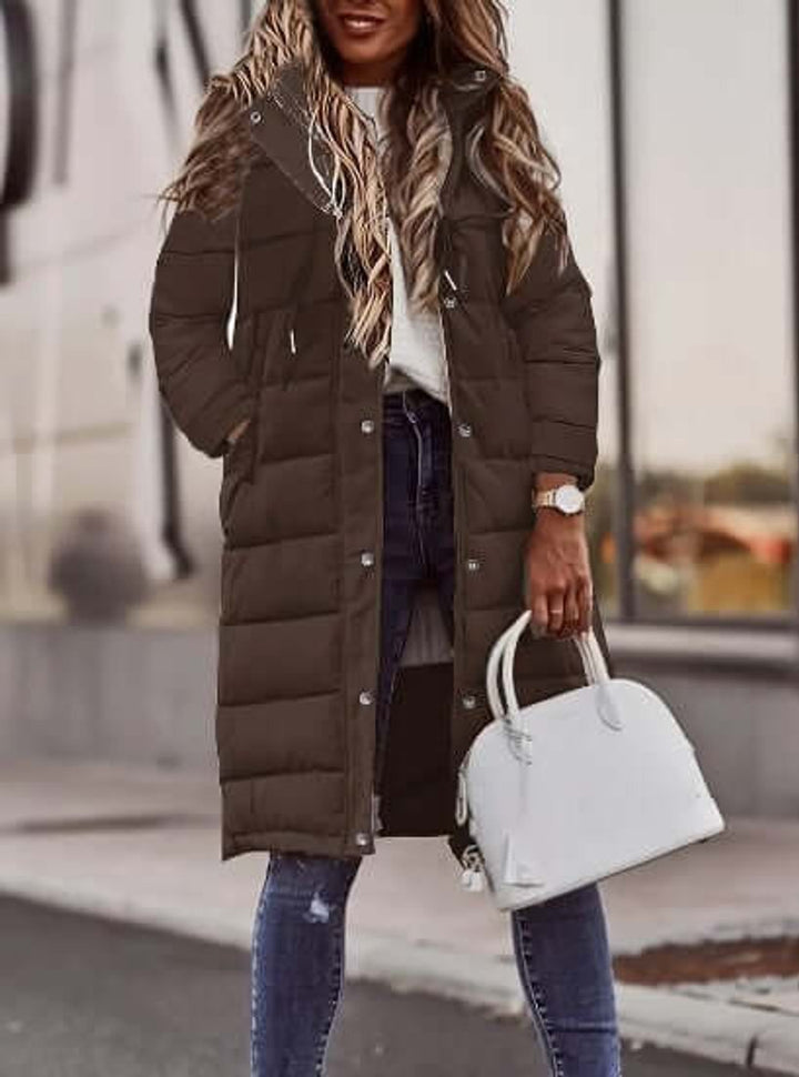 Women's Ladies Puffer Jacket Long Quilted Hooded Winter Coat