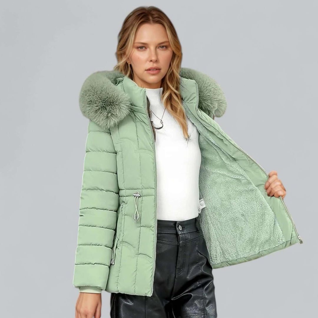 Women's Ladies Puffer Jacket Padded Coat Faux Fur Hood