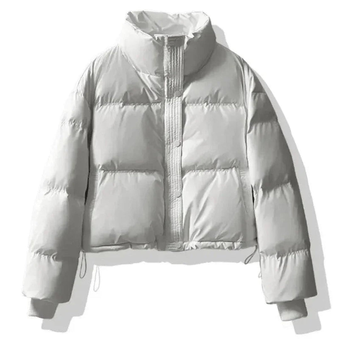 Women's Ladies Puffer Jacket Short Cropped PU Winter Coat