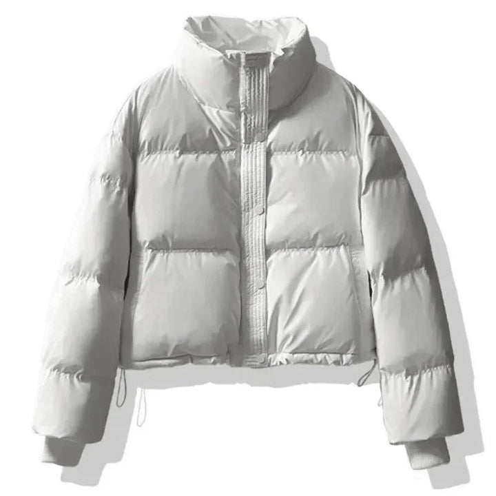 Women's Ladies Puffer Jacket Short Cropped PU Winter Coat