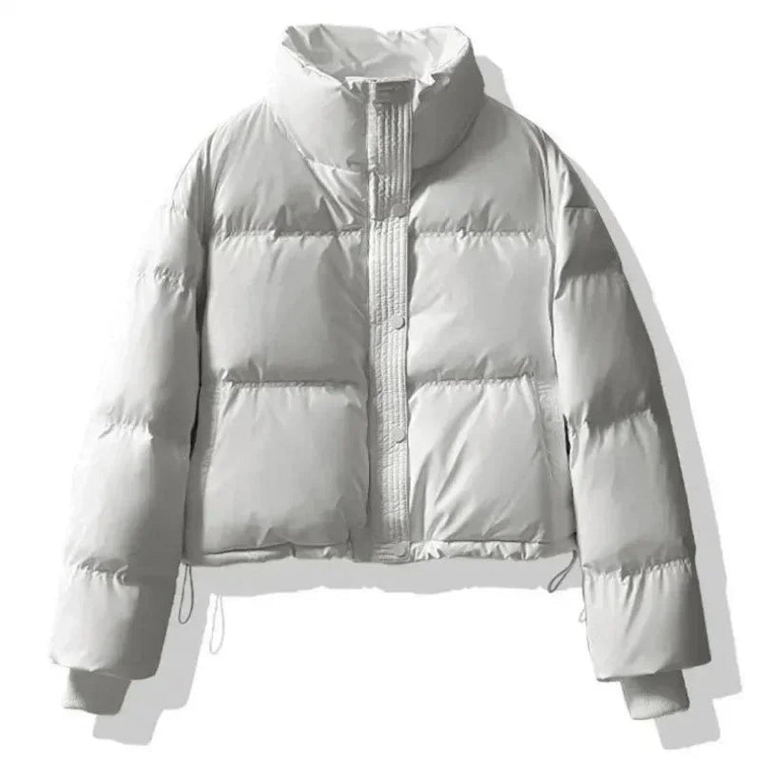 Women's Ladies Puffer Jacket Short Cropped PU Winter Coat