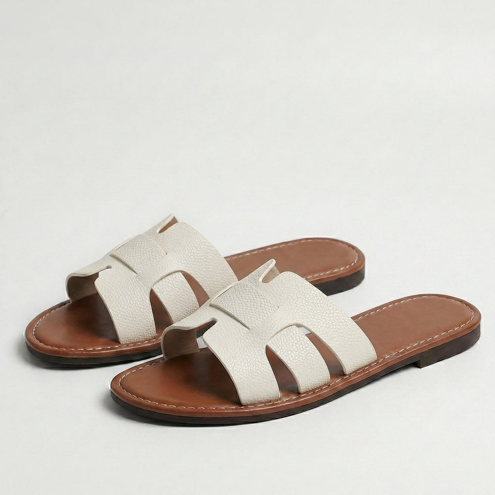 Women's Leather Look Flat Slide Sandals Everyday Summer Comfort
