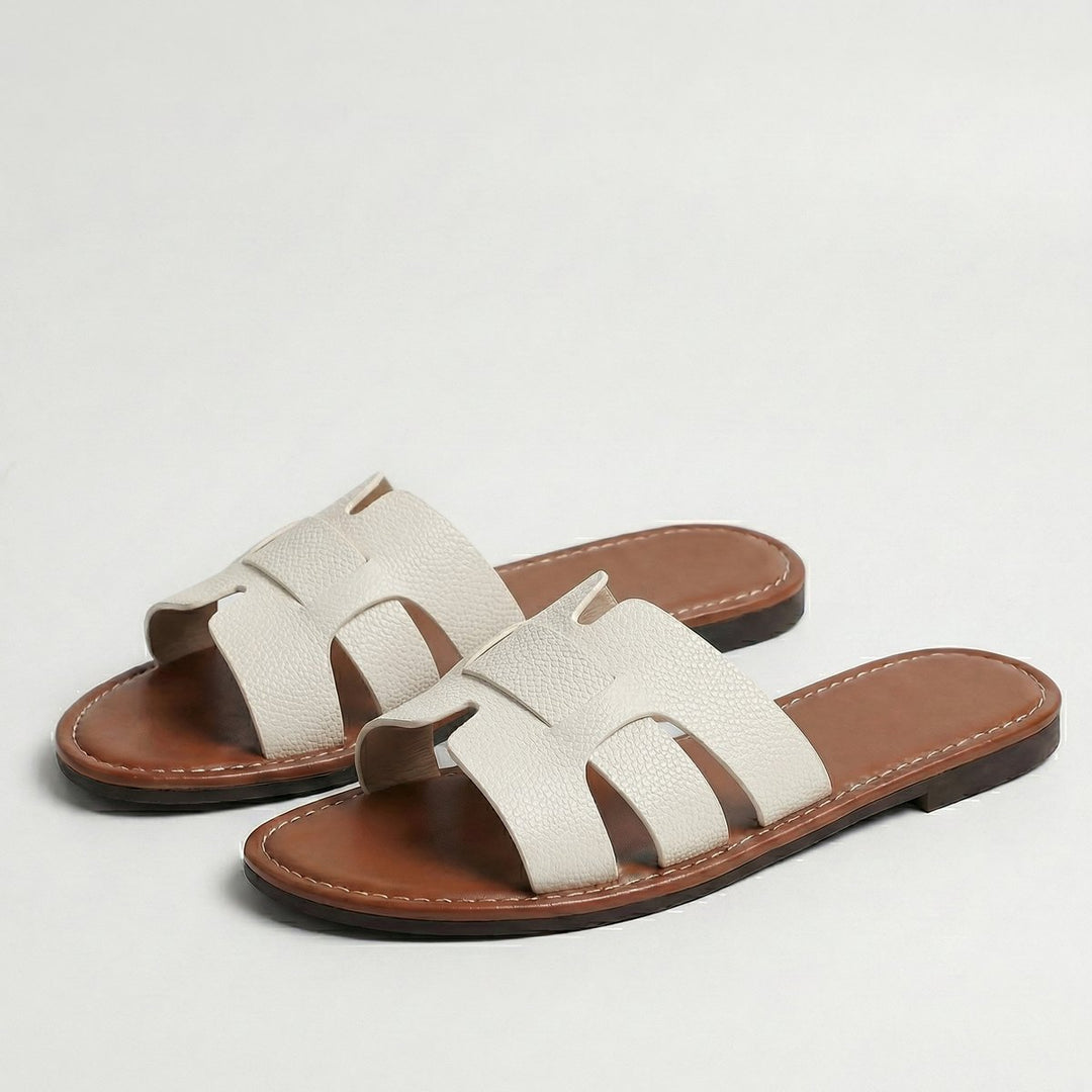 Women's Leather Look Flat Slide Sandals Everyday Summer Comfort