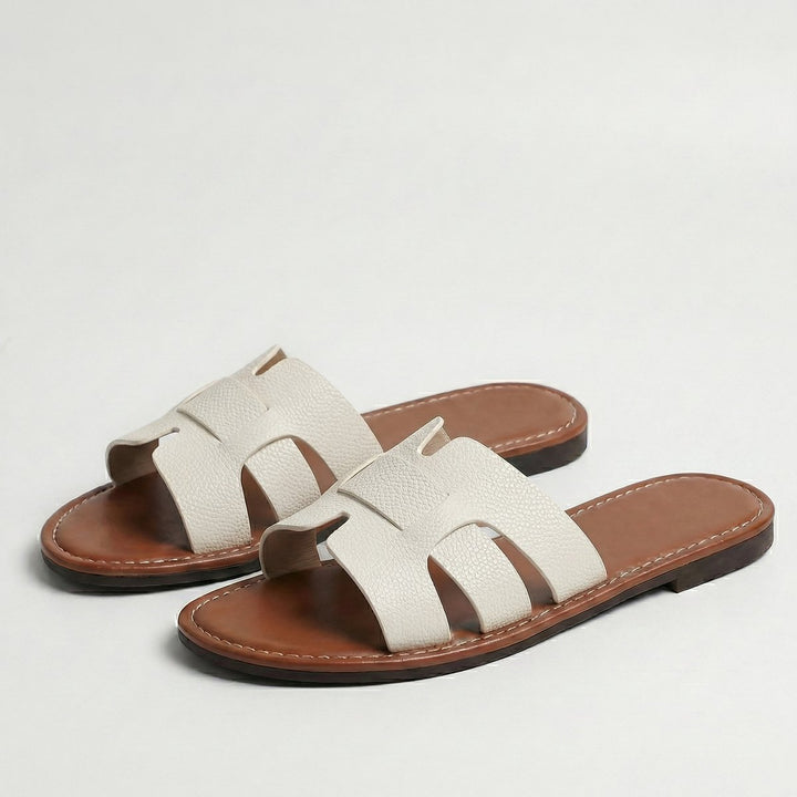 Women's Leather Look Flat Slide Sandals Everyday Summer Comfort