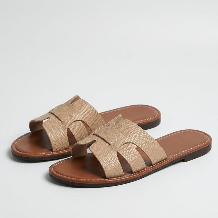 Women's Leather Look Flat Slide Sandals Everyday Summer Comfort