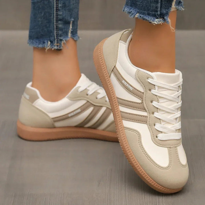 Women's Leopard Print Arch-Support Lace-Up Walking Trainers