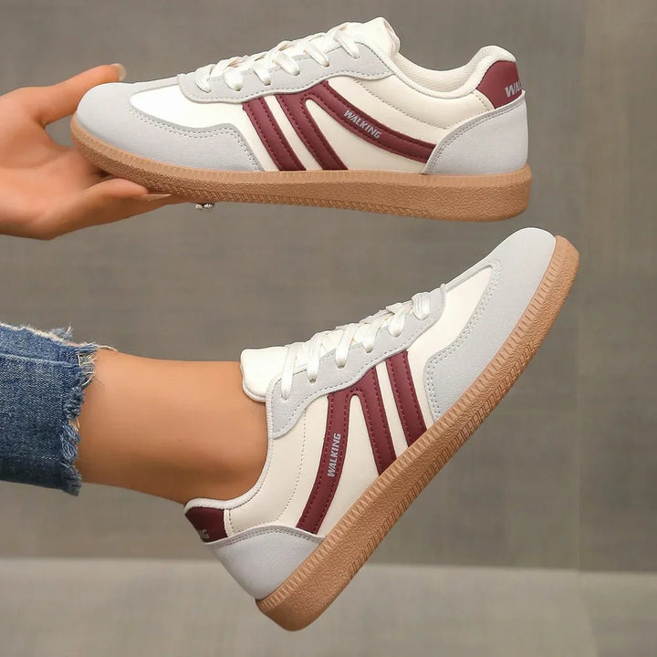 Women's Leopard Print Arch-Support Lace-Up Walking Trainers