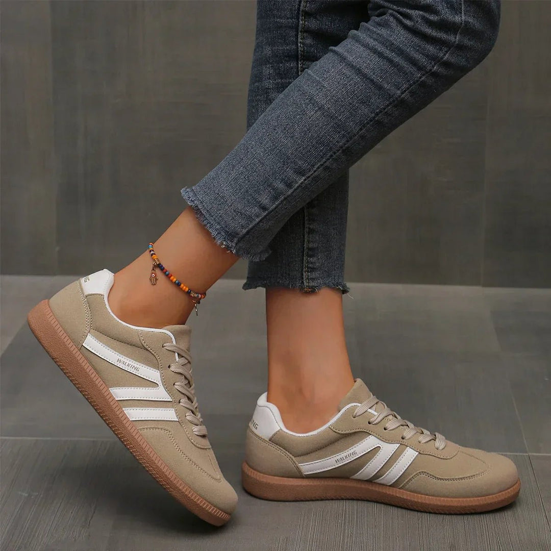 Women's Leopard Print Arch-Support Lace-Up Walking Trainers