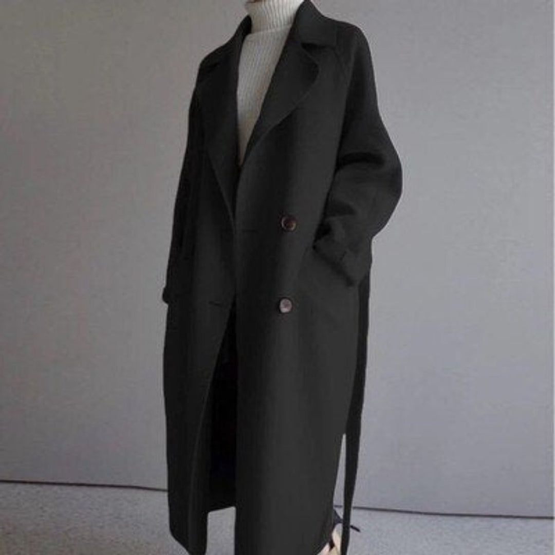 Women's Long Double-Breasted Wool Coat Trench Coat
