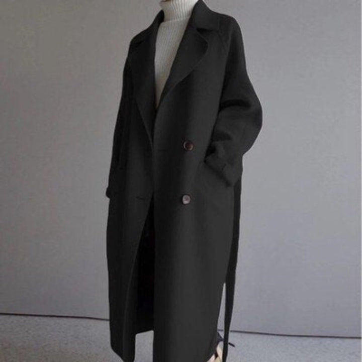 Women's Long Double-Breasted Wool Coat Trench Coat
