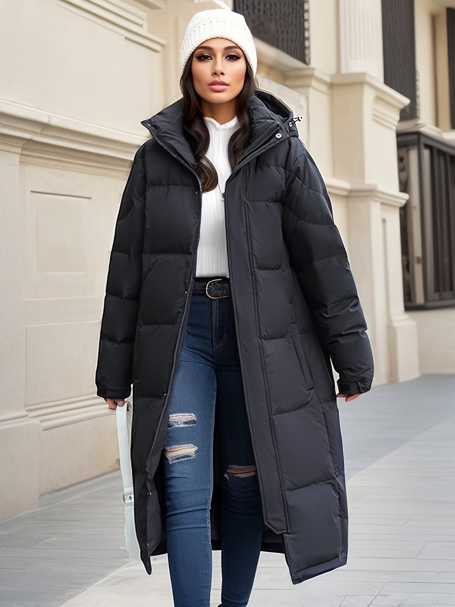 Women's Long Hooded Puffer Coat Padded Quilted Ladies Jacket