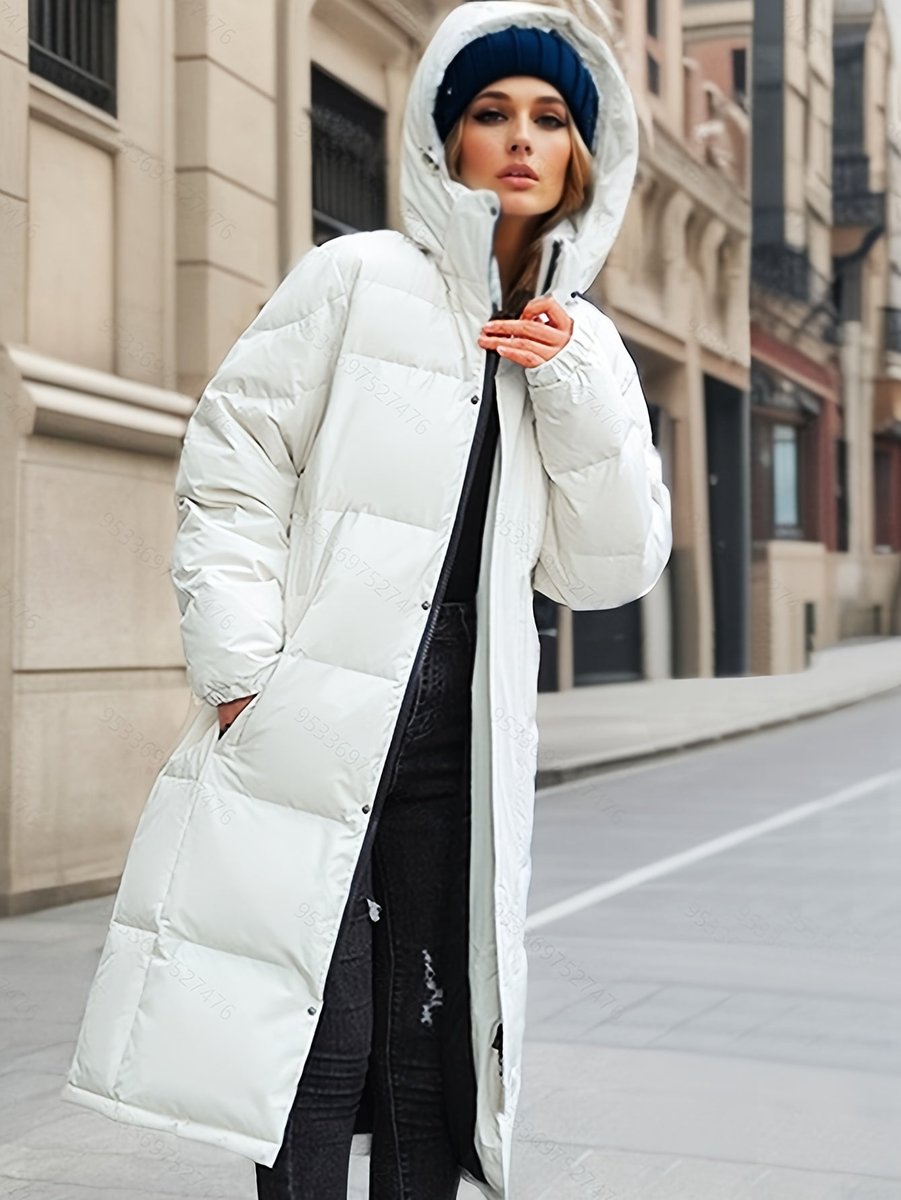 Women's Long Hooded Puffer Coat Padded Quilted Ladies Jacket